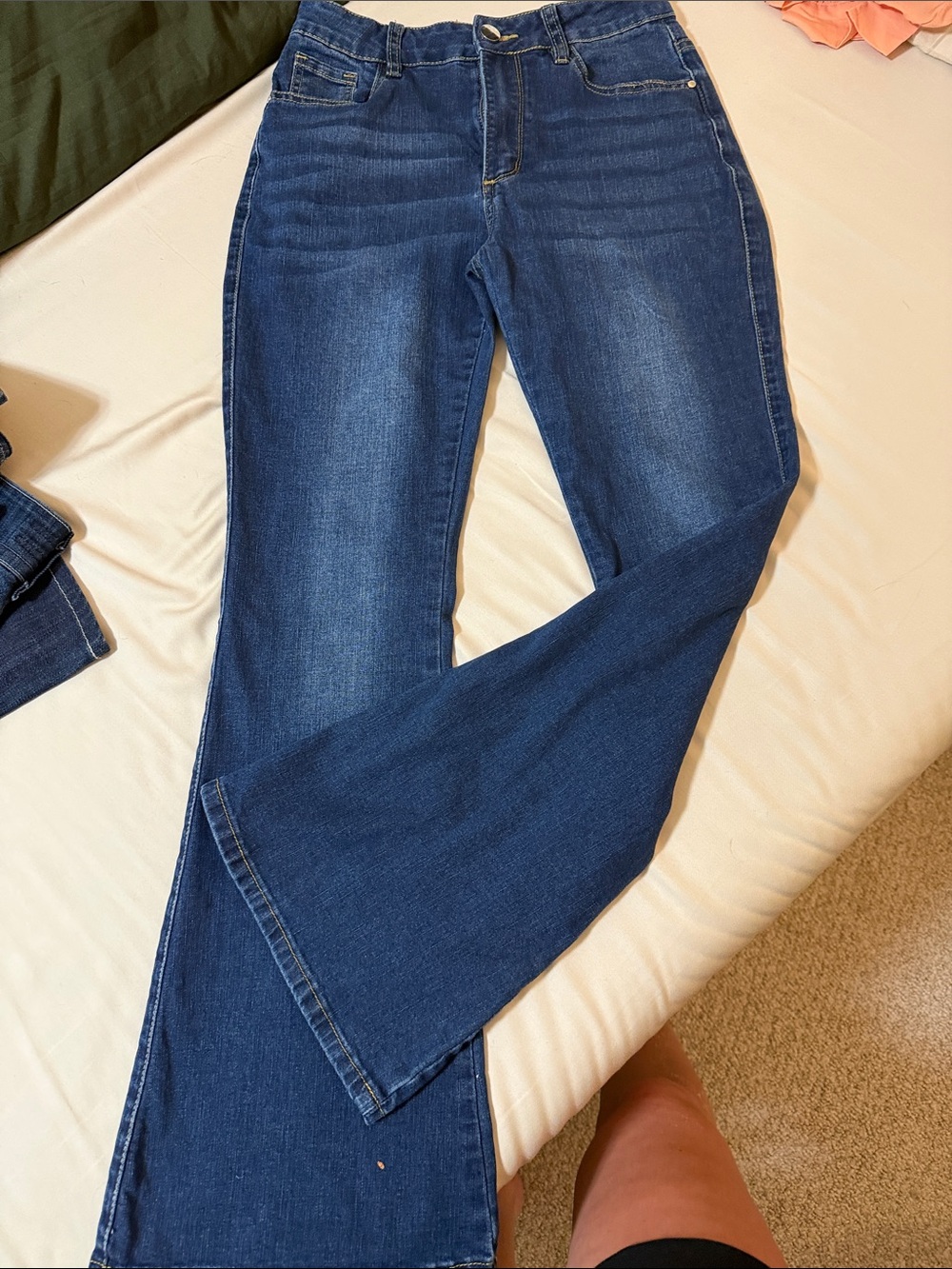 Betabrand Women's Dark Blue Flare Jeans